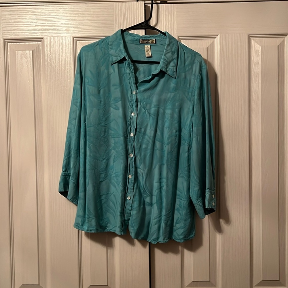Caribbean Joe -Teal colored woman’s blouse